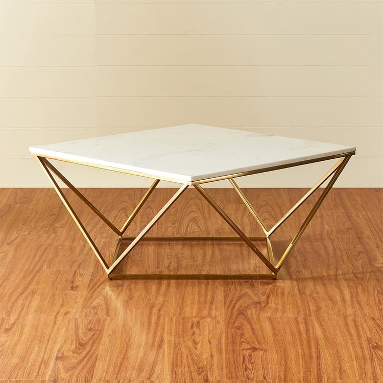 Diamond Centre Table, White and Gold