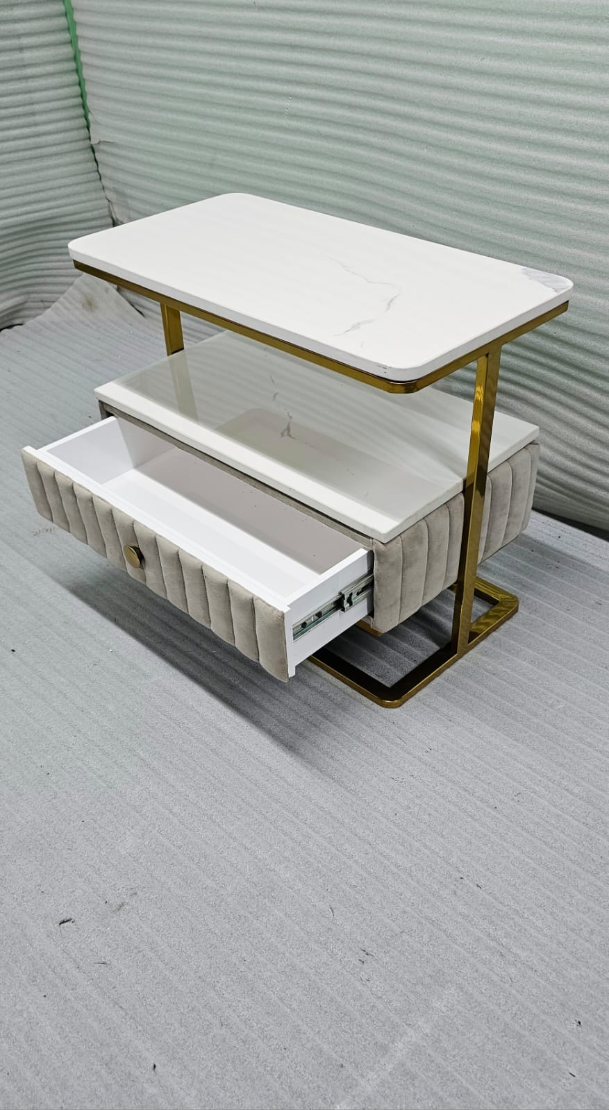 Stainless Steel Side Table With Drawer