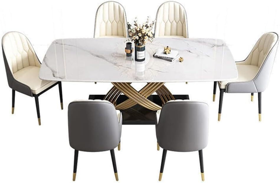 Stainless Steel base With Marble Top 6 Seater Dinning Table