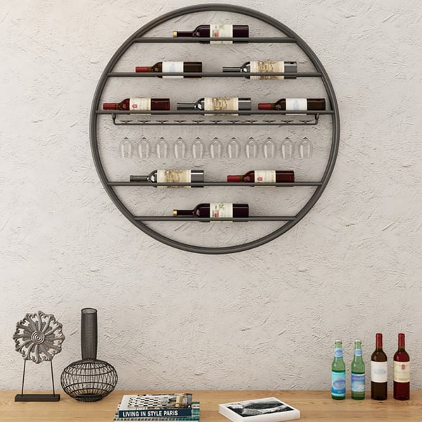 Round Wine Rack Wall Mounted Stylish and Space-Saving Storage Solution