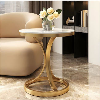 Marble Top Iron Side Table