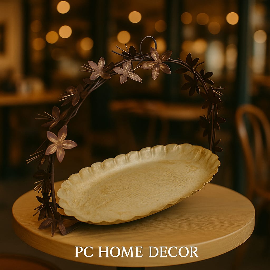 Floral Beige Basket Tray , ( Set of 20)