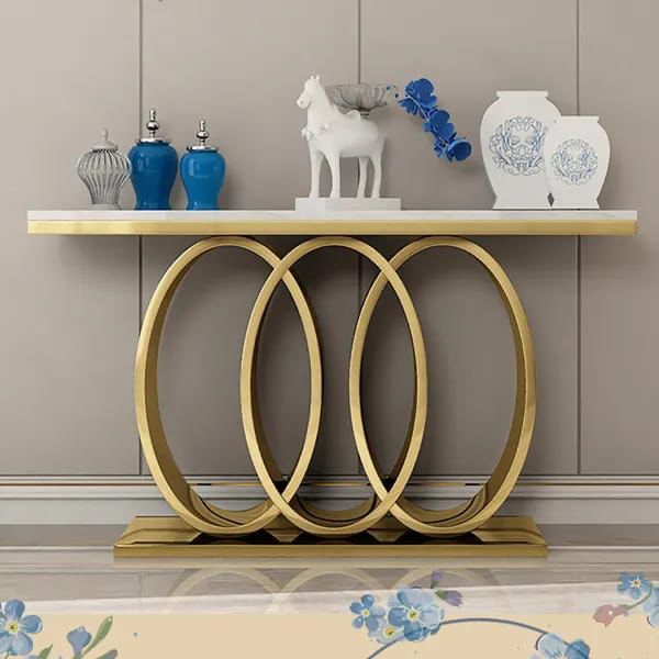 Oval Stand Console Table, Rose Gold