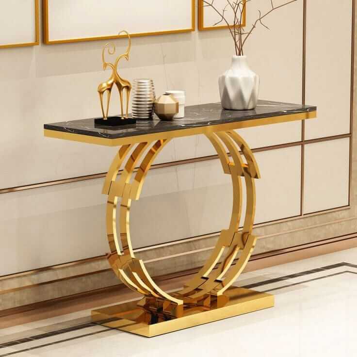 Stainless Steel Console Table Gold Circular