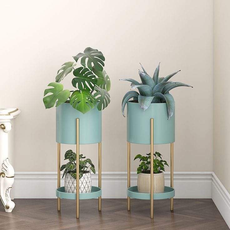 Golden Stand With Pot (set of 2)