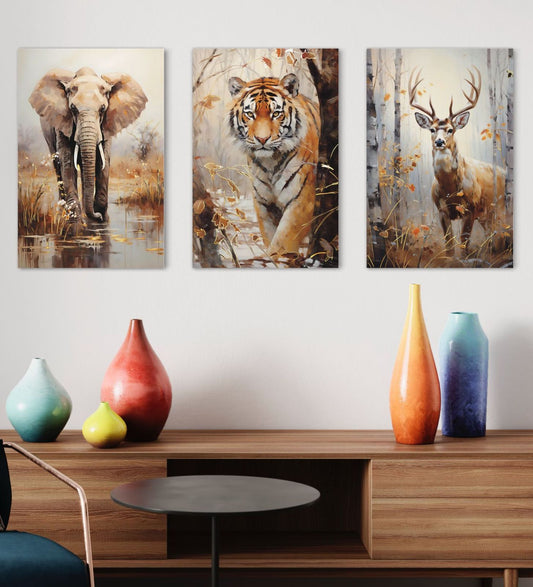 Jungle Trio Canvas- Captivating Nature Art for Stylish Home Decor