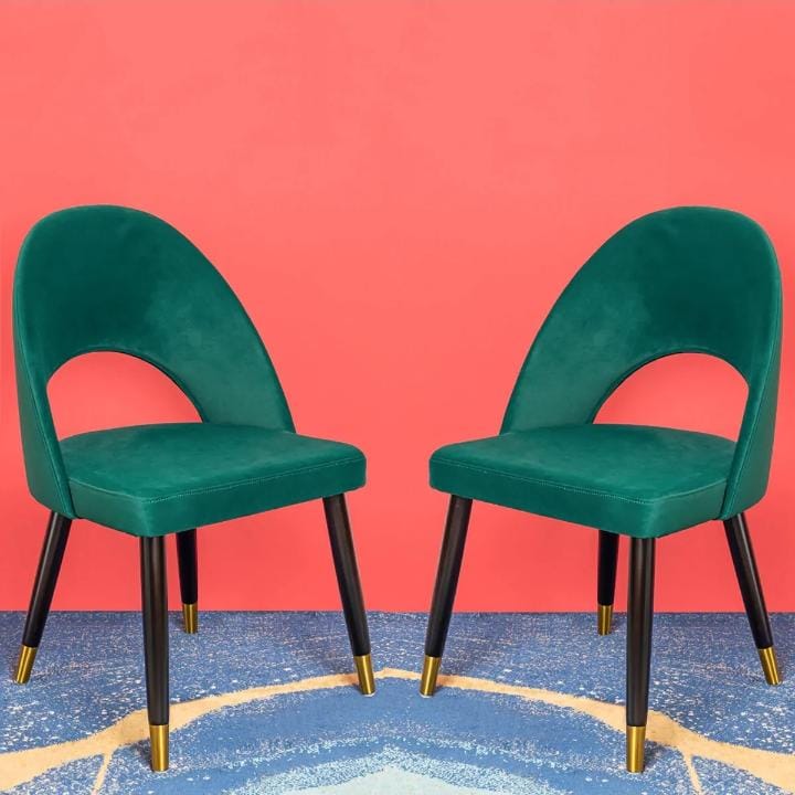 Dinning Chairs With Open Curve Back, Green