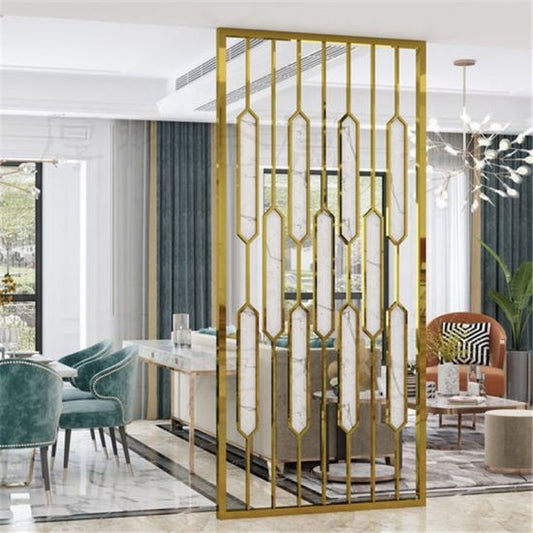 Metal Partition In Gold And White For Living Room