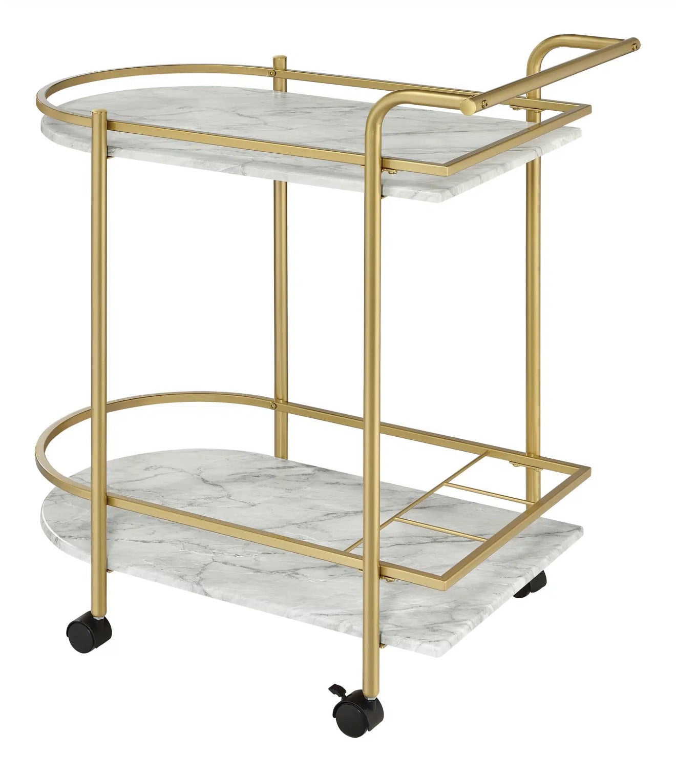 Two Tire Metal Bar Trolly With Marble On TOP