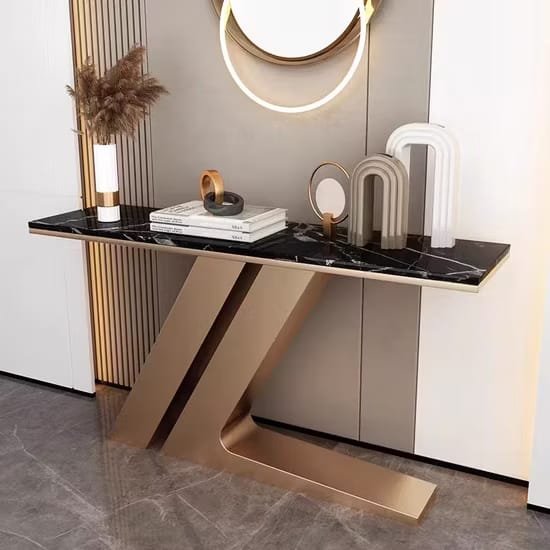 Entryway Console Table With Black Stone