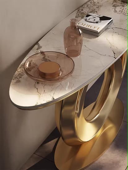 Oval Console Table With White Stone