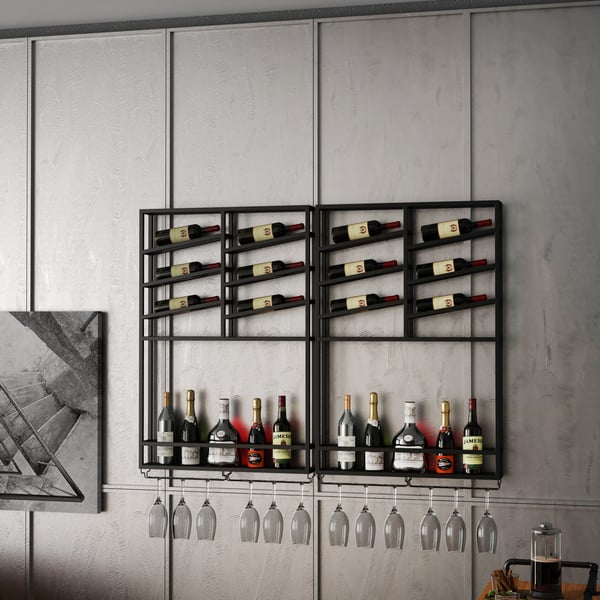 Wall Mounted Wine Rack, Black