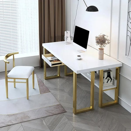 Study|Office Table in Gold and White