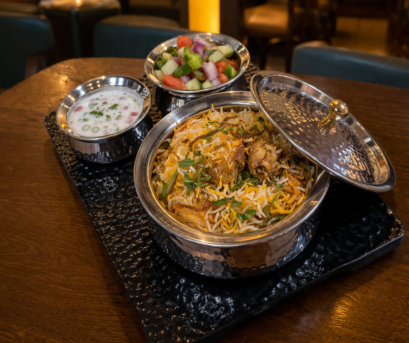Premium Biryani Platter Set with 2 Portion Rice Handi (8.5×11×3.5 Inches)