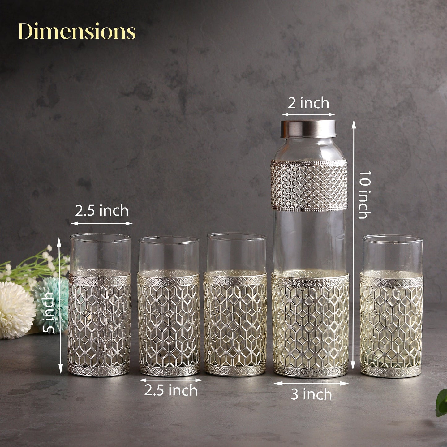 German Silverware Bottle & Glass Set