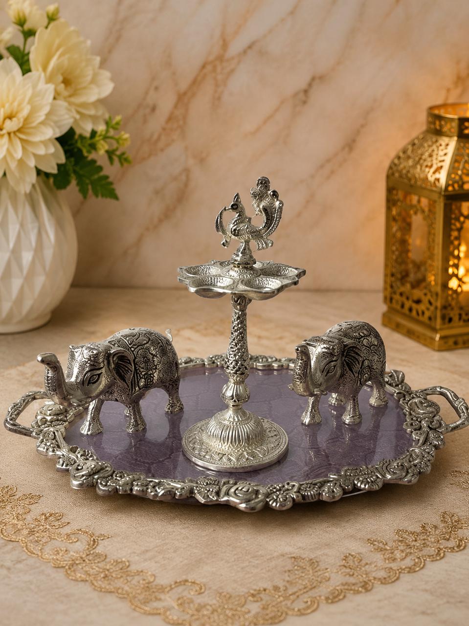 Royal Elephant Platter Set With Gift Box Packing