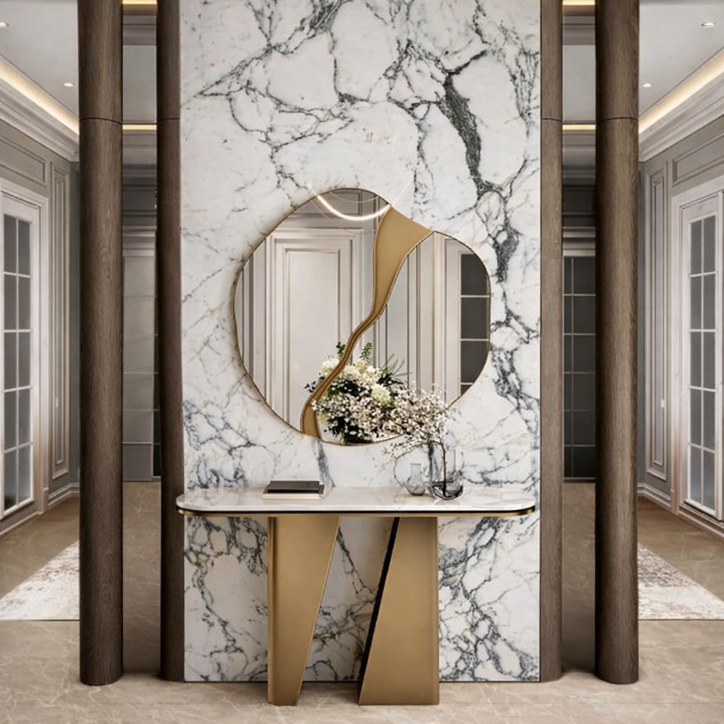 Luxury Console Table with Italian Marble Top