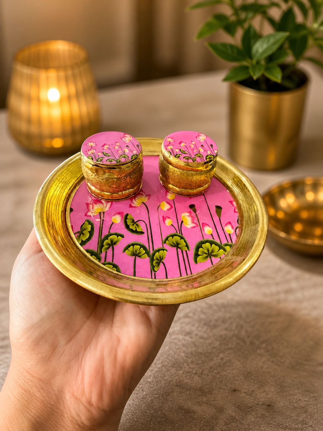 Brass Pooja Thali, (5 Sets)