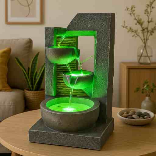 Tiny Table Top Water Fountain With LED, 19 inch