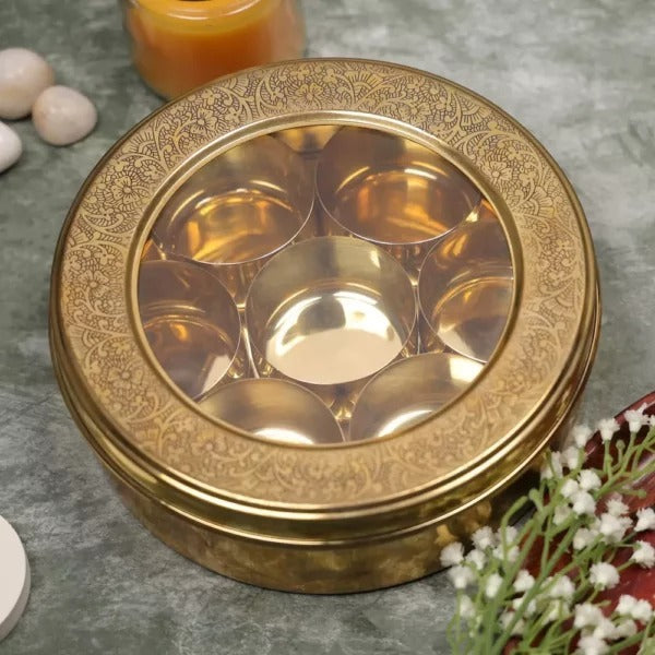 Brass Masala box- Organize and Elevate Your Spice Collection with Style