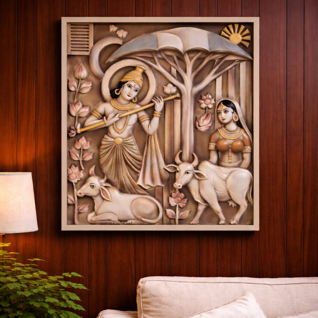 Radha Krishna Antique Wall Decor
