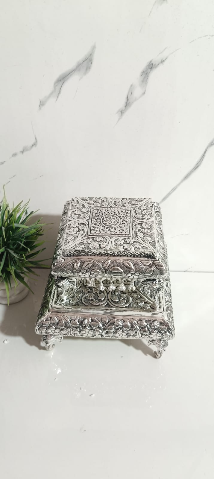 German Silver Chowki With Elephant Legs