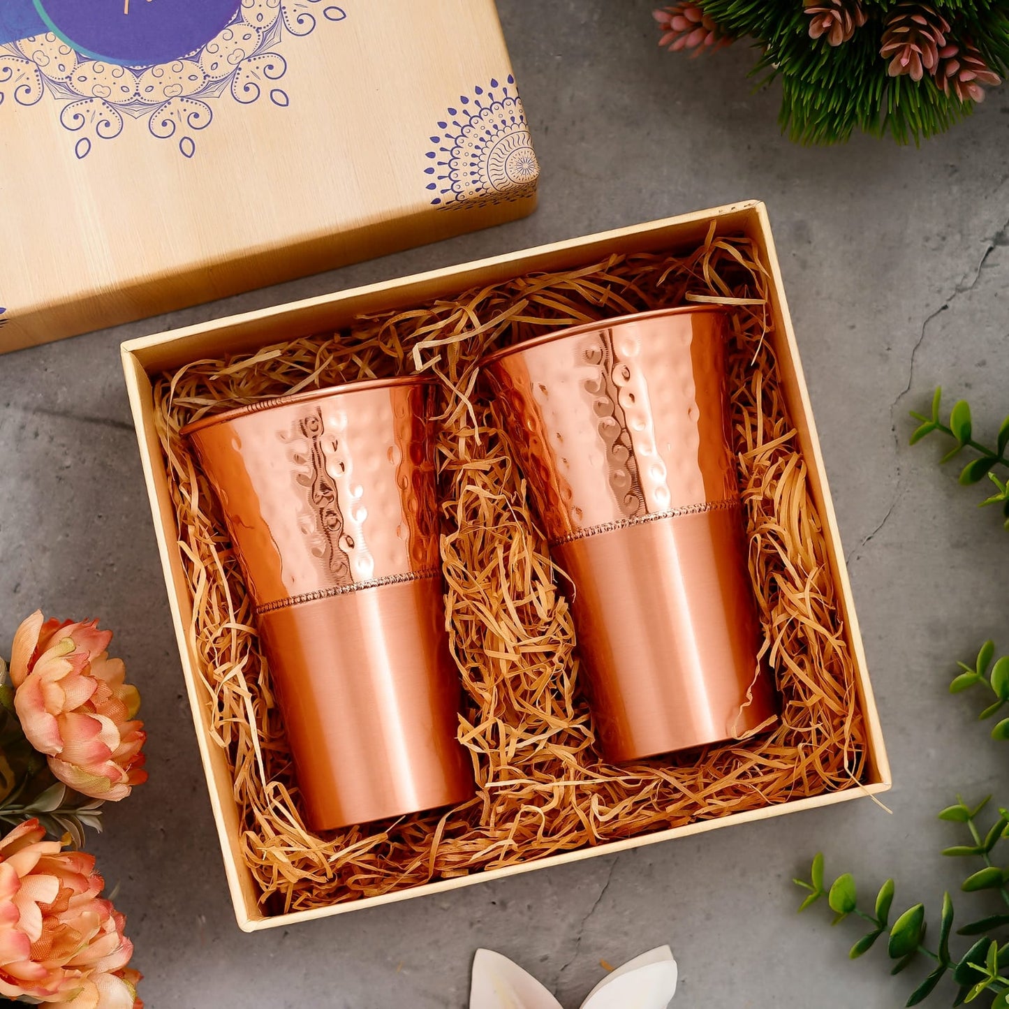 Two Copper Glass Set With Gift Box Packing