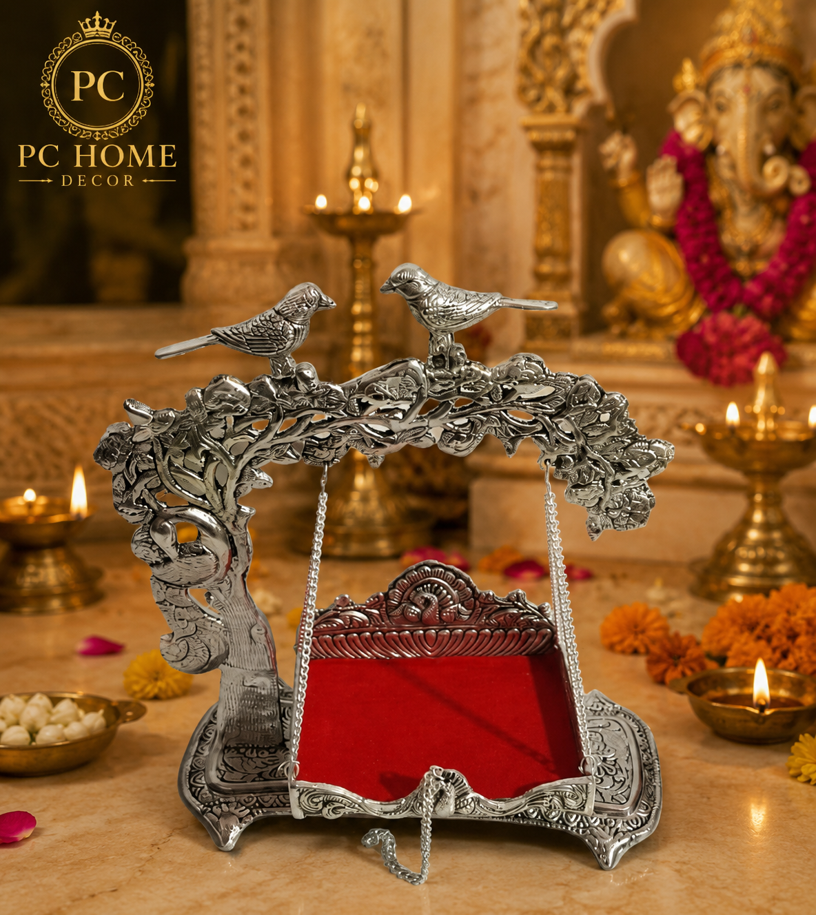 German Silver Tree Laddu Gopal Jhula