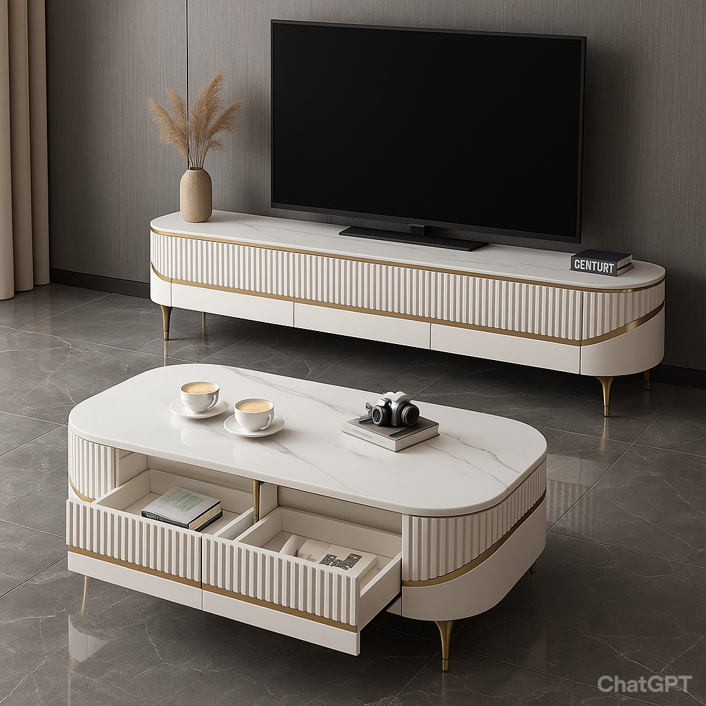 Modern Marble Top Centre Table With Storage