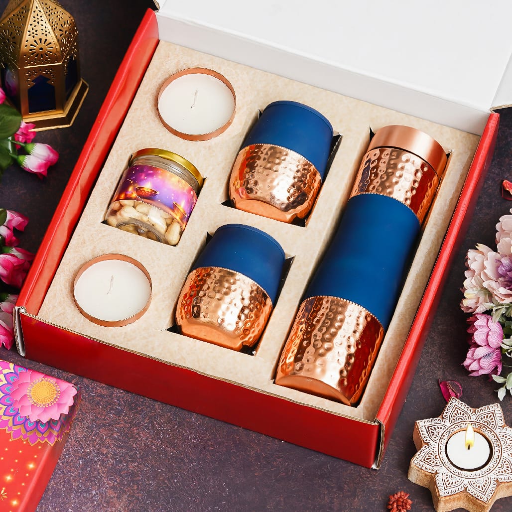 Diwali Combo Set-Pure Copper Bottle Set