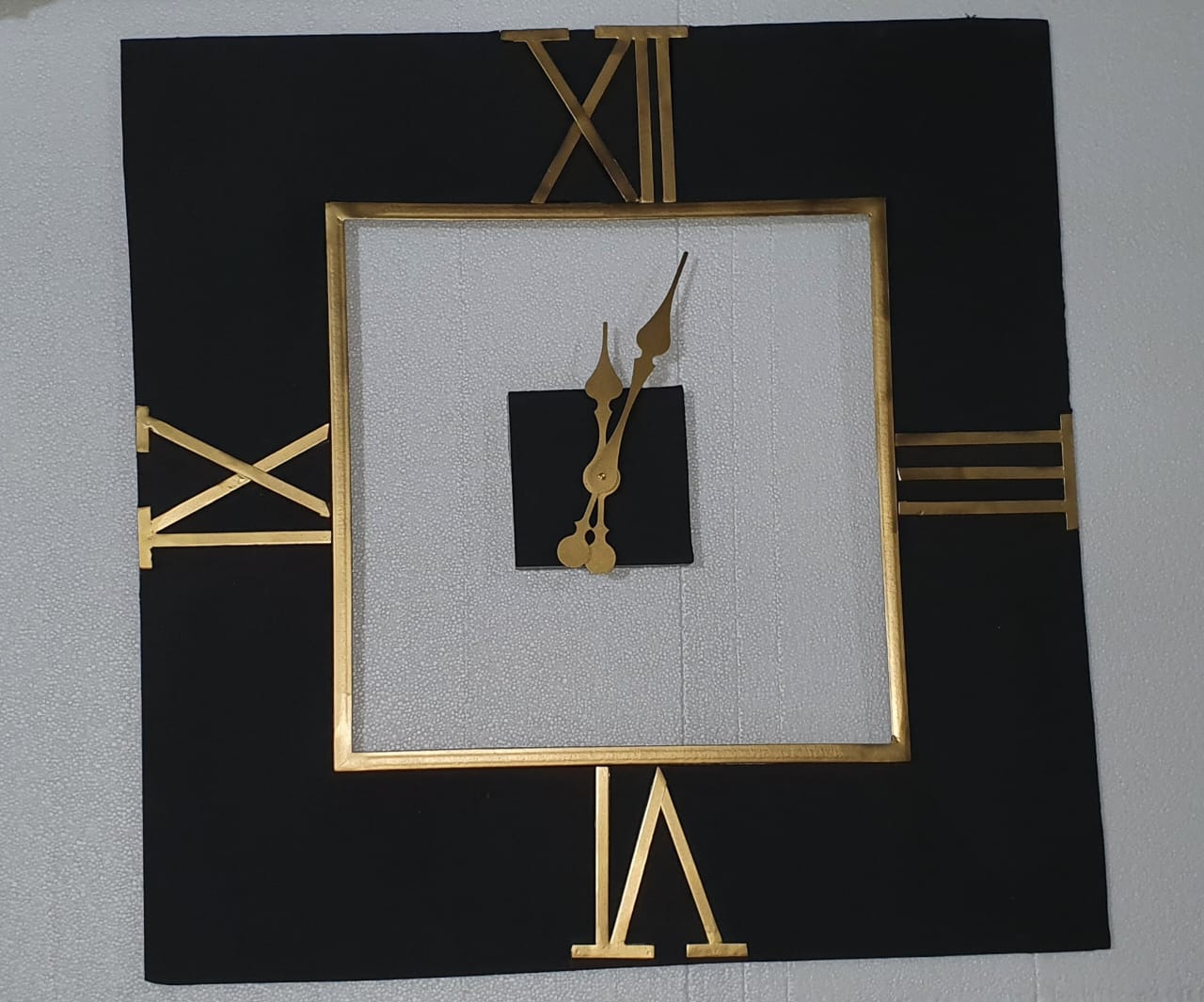 PC Home Decor | Roman Numbers Square Wall Decor, Black and Gold