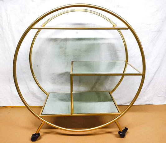 PC Home Decor | Circular Piped Shaped Movable Bar Trolley, Gold