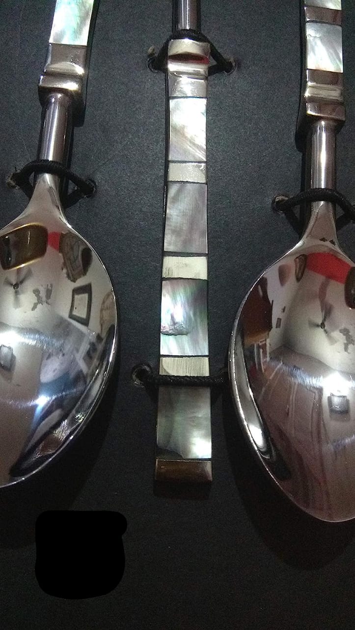 Black MOP Spoons set- Elegant Mother-of-Pearl Utensils for Modern Dining