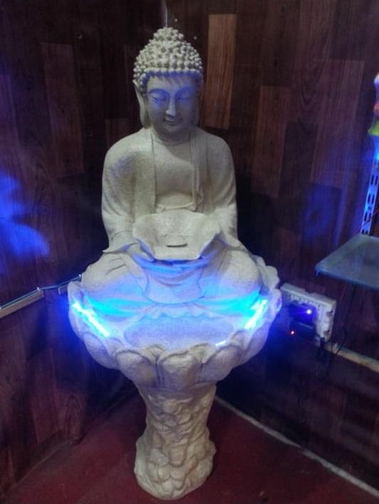 PC Home Decor | Pillar Buddha Fountain, White