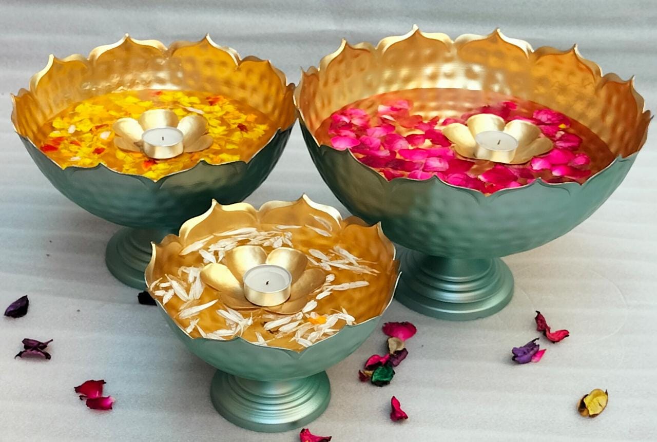 PC Home Decor | Small 7 Piece Taj Urli Combo, Green