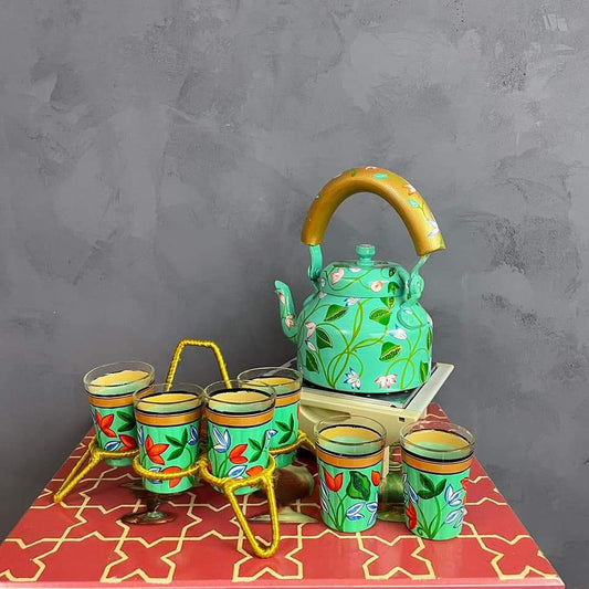 PC Home Decor | Green Indian Tea Kettle Set, Green
