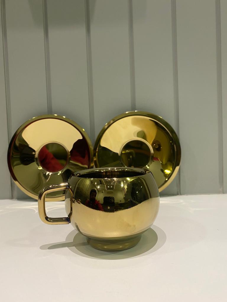 Highquality SS GoTea Coffee lden Cup And Saucer Set With PVD Coating