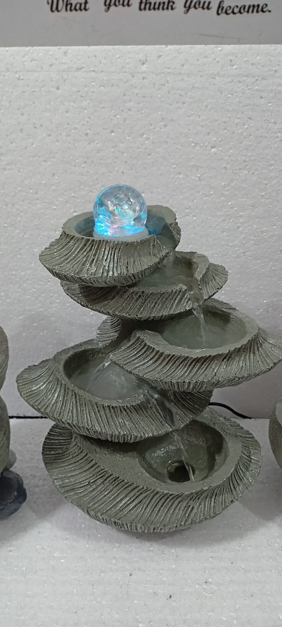 PC Home Decor | Spiral Diya LED Fountain, Grey