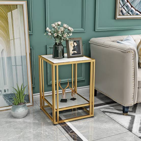 Two Tire Side Table With Marble