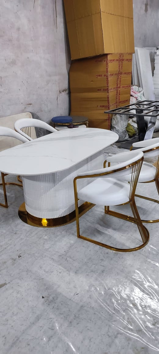 White Dining Table with 4 Chairs
