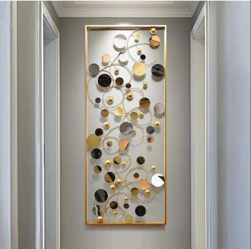 Golden Metal Mirror On Rectangle Frame For Home Decor