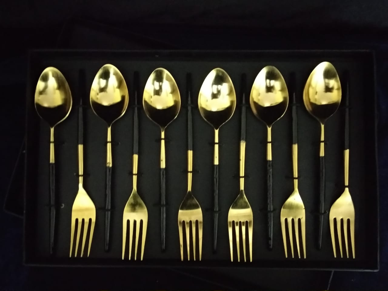 Radiant (Set of 12pcs) Black Colour Stainless Steel spoons Luxury Dinning Dinner set