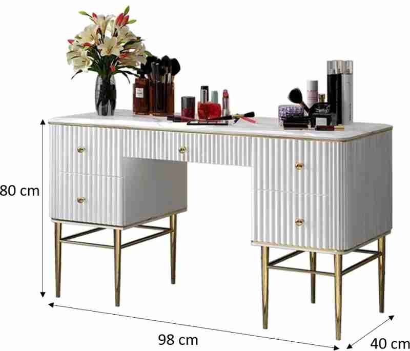 White Dressing Table With Stool and Mirror