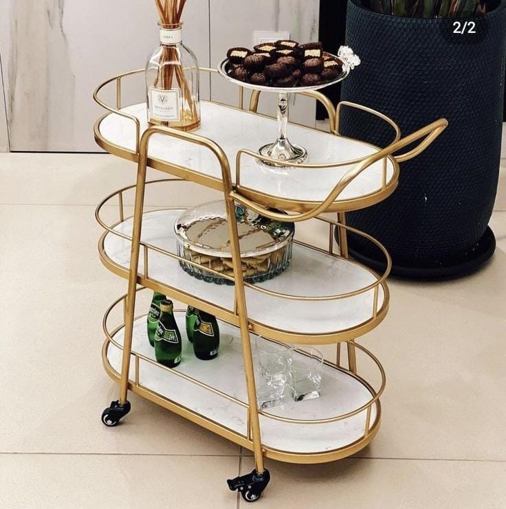 PC Home Decor|Three Tire Oval Shape Bar Trolly