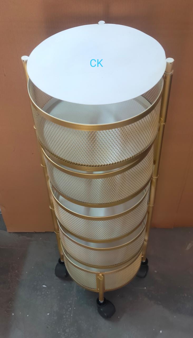 Multi Storage Rotating Stand, Gold and White