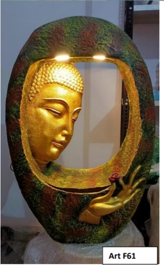 PC Home Decor | Yellow Oval Buddha Fountain, Gold