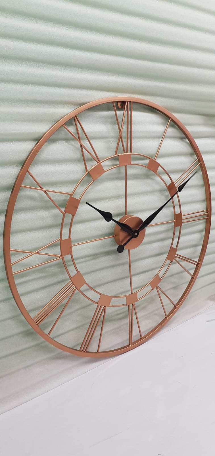 PC Home Decor | Large Hollow Roman Wall Clock, Rose Gold & Black