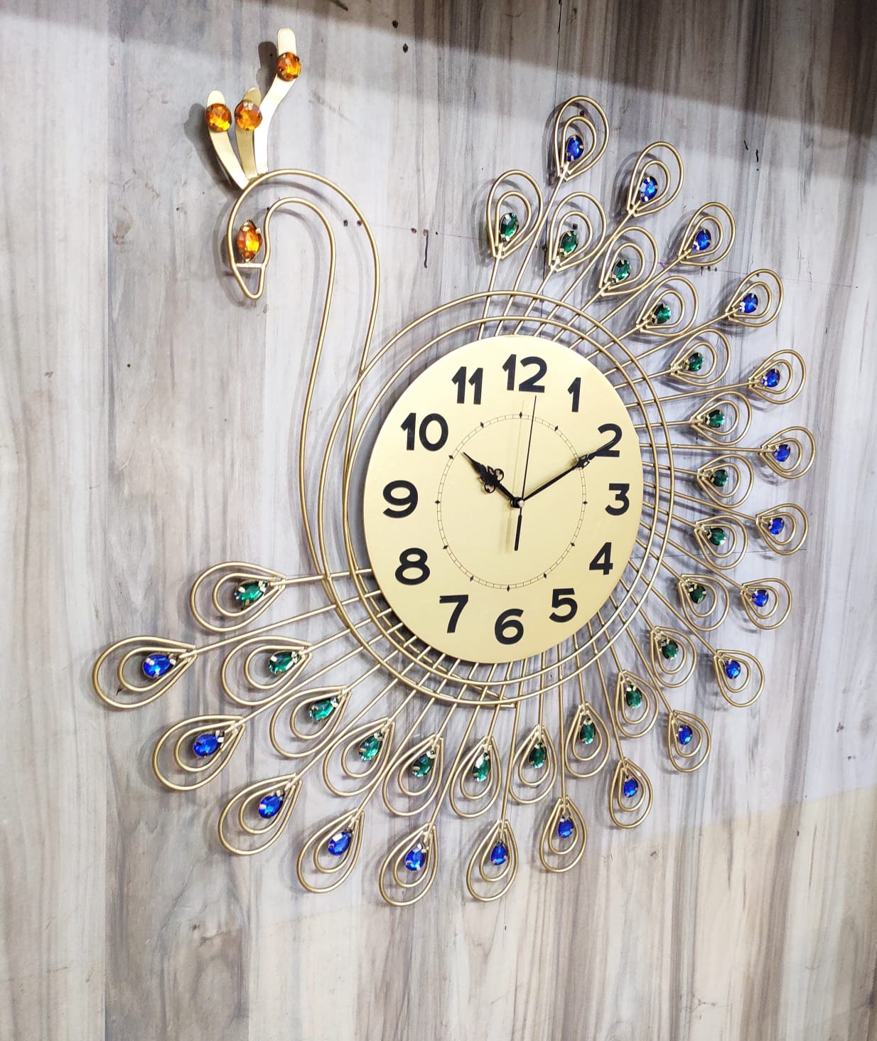 PC Home Decor | Peacock Wall Clock, Gold