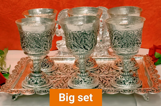 PC Home Decor | German Silver Vintage Glass Set