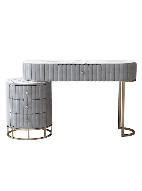 Elegant Dressing Table With Storage And Mirror For Bedroom, Grey